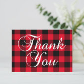 Rood en Zwart Buffel Gepelde Elegante Kalligrafie Bedankkaart (Staand voorkant)