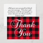 Rood en Zwart Buffel Gepelde Elegante Kalligrafie Bedankkaart (Voorkant / Achterkant)