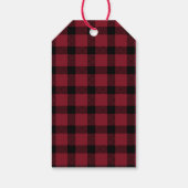 Rood en zwart buffel geruite kerst foto cadeaulabel (Achterkant)