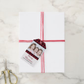 Rood en zwart buffel geruite kerst foto cadeaulabel (Met Touw)
