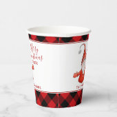 Rood en Zwart Buffel Plaid Familie Kerstmis Papieren Bekers (Rechts)