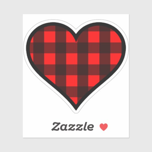 Rood en zwart Buffel Plaid Heart Sticker (Vel)