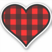 Rood en zwart Buffel Plaid Heart Sticker (Voorkant)