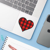 Rood en zwart Buffel Plaid Heart Sticker (Laptop met iPhone)