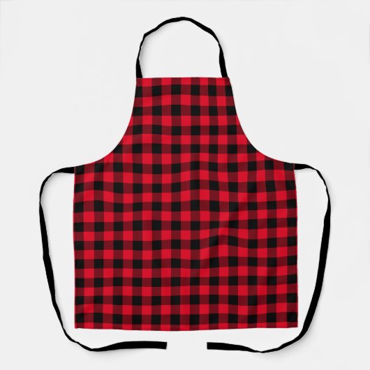 Rood en Zwart Buffel Plaid Patroon Vakantie Schort (Voorkant)