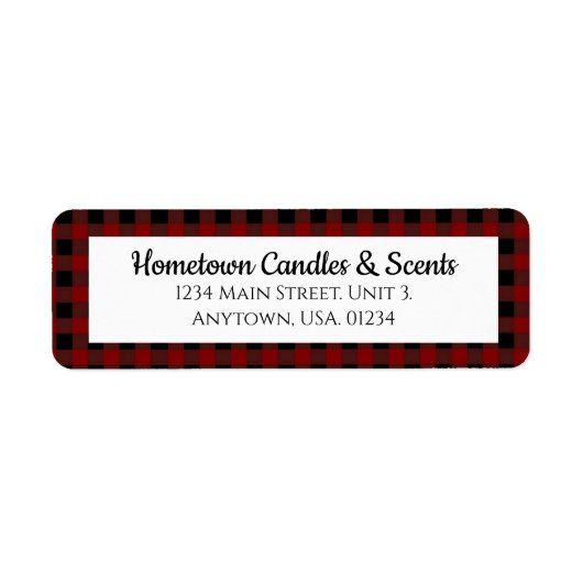 Rood en Zwart Buffel Plaid Rustieke Zaken Etiket (Voorkant)