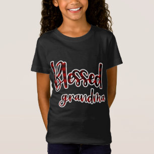 Rood en zwart buffel pllaid gezegende oma matchi t-shirt