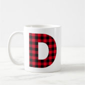 Rood en zwart buffel Vet D Monogram cheque Koffiemok (Links)
