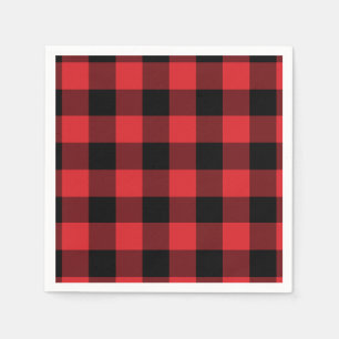Rood en zwart buffelpatroon servetten