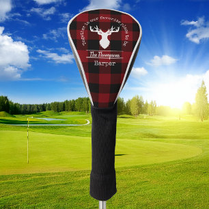 Rood en zwart buffelplaid herten familienaam golfheadcover