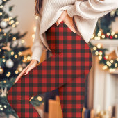 Rood en zwart buffelplaid Kerstmis Leggings