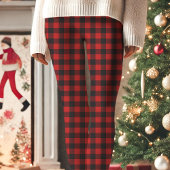 Rood en zwart buffelplaid Kerstmis Leggings