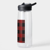 Rood en zwart buffelplaid monogram waterfles (Links)