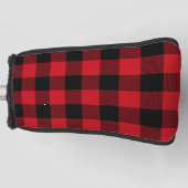 Rood en zwart buffelplaidpatroon golfheadcover (Voorkant)