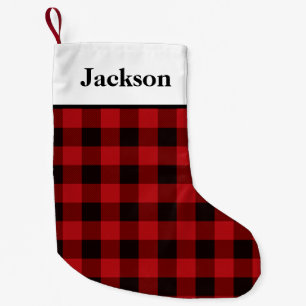 Rood en zwart buffelplaidpatroon kleine kerstsok