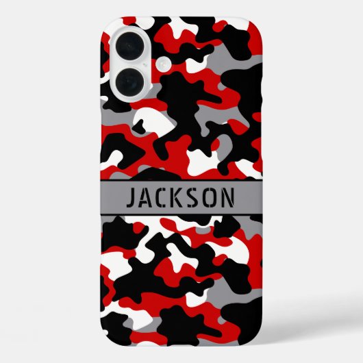 Rood en Zwart Camouflage Gepersonaliseerd Case-Mate iPhone Case (Achterkant)