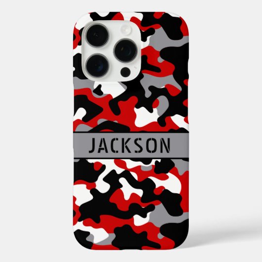 Rood en Zwart Camouflage Persoonlijk Case-Mate iPhone Case (Achterkant)
