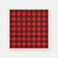 Rood en Zwart Check Buffalo Plaid Party Servet