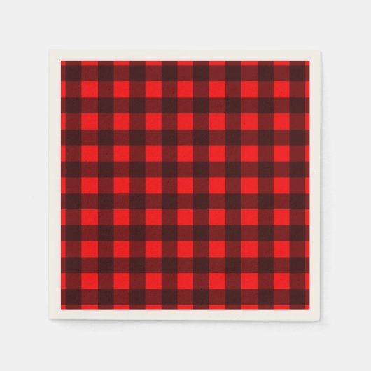 Rood en Zwart Check Buffalo Plaid Party Servet (Voorkant)