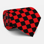 Rood en Zwart Checkerboard Stropdas (Opgerold)