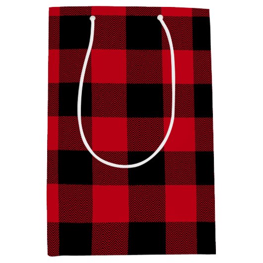 Rood en zwart Chevron Buffalo Medium Cadeauzakje (Voorkant)