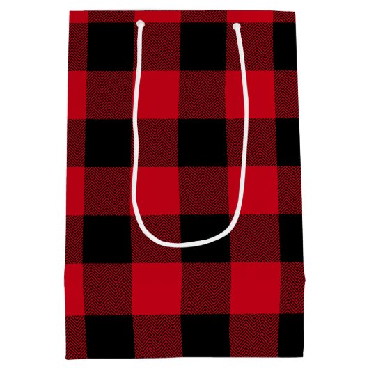 Rood en zwart Chevron Buffalo Medium Cadeauzakje (Achterkant)