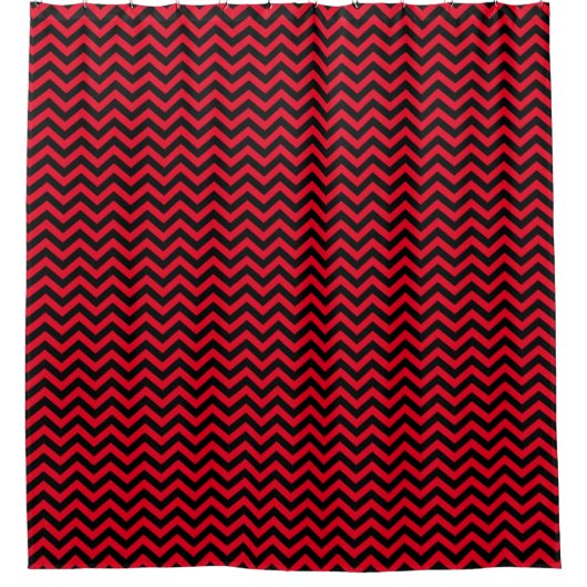Rood en zwart Chevron Pattern Douchegordijn (Voorkant)