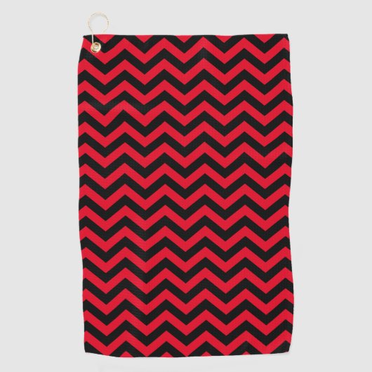 Rood en zwart Chevron Pattern Golfhanddoek (Voorkant)