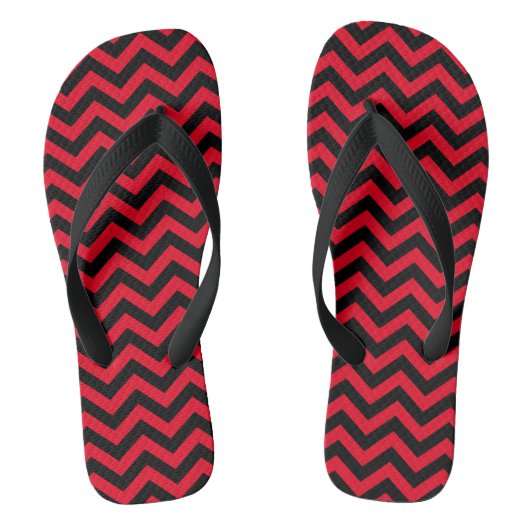 Rood en zwart Chevron Pattern Teenslippers (Voetbed)