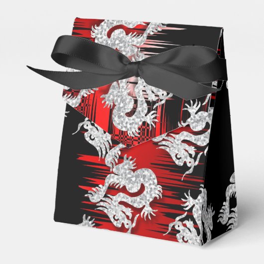 Rood en Zwart Chinees Dragon Theme Design Bedankdoosjes (Voorkant Zijde)