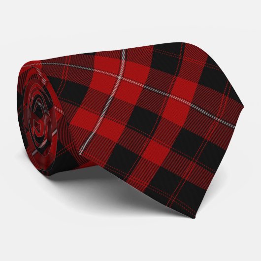 Rood en zwart Cunningham Tartan Stropdas (Opgerold)