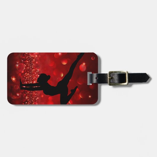 Rood en Zwart Custom Gymnastiek Bagagelabel (Voorkant horizontaal)