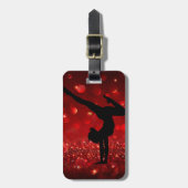 Rood en Zwart Custom Gymnastiek Bagagelabel (Voorkant verticaal)