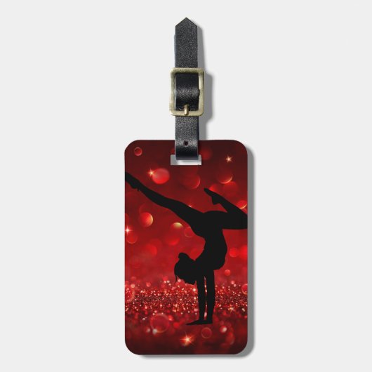 Rood en Zwart Custom Gymnastiek Bagagelabel (Voorkant verticaal)