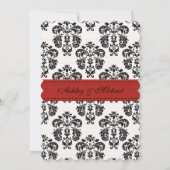 Rood en zwart Damask Eiffel Tower Weddenschap Kaart (Achterkant)