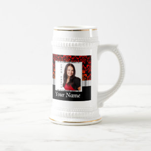 Rood en zwart damask fotosjabloon bierpul