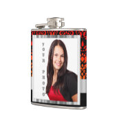 Rood en zwart damask fotosjabloon heupfles (Links)