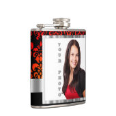 Rood en zwart damask fotosjabloon heupfles (Rechts)