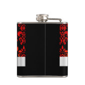 Rood en zwart damask fotosjabloon heupfles (Achterkant)