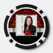 Rood en zwart damask fotosjabloon pokerchips (Achterkant)