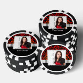 Rood en zwart damask fotosjabloon pokerchips (Opstapeling)