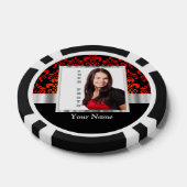 Rood en zwart damask fotosjabloon pokerchips (Enkel)