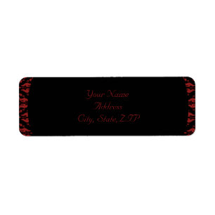 Rood en zwart Damask Gothic Return-adres Etiket