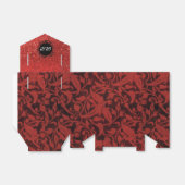 Rood en zwart Damask Patroon Monogram voor Doos Bedankdoosjes (Uitgevouwen)