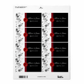 Rood en zwart Damask Red Gerbera DaisyWine Label (Full Sheet)