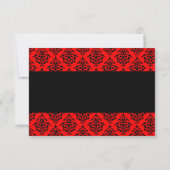 Rood en zwart Damask RSVP Response Kaart (Achterkant)