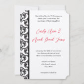  rood en zwart damast bruiloft kaart (Voorkant)