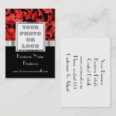 Rood en zwart damast foto logo visitekaartje (Voorkant / Achterkant)