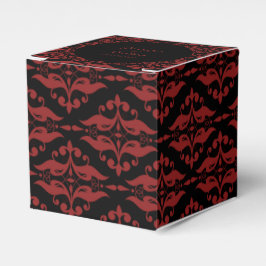 Rood en Zwart Damast Gothic Wedding Favor Box Bedankdoosjes
