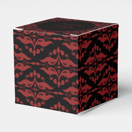Rood en Zwart Damast Gothic Wedding Favor Box Bedankdoosjes (Voorkant Zijde)